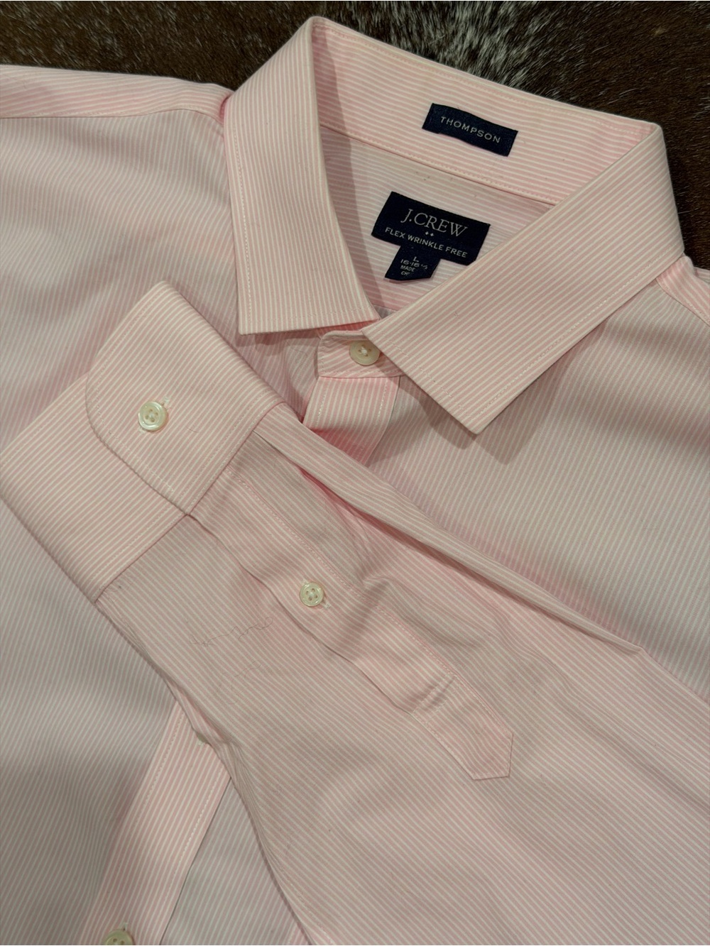 J.Crew Thompson Men’s Pink Stripe Dress Shirt Size Large